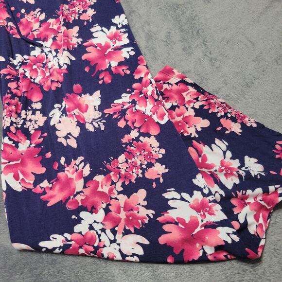 Midnight Pant Womens Medium Floral Blue Pink Straight Comfort Stretch Pull On M - Picture 9 of 12